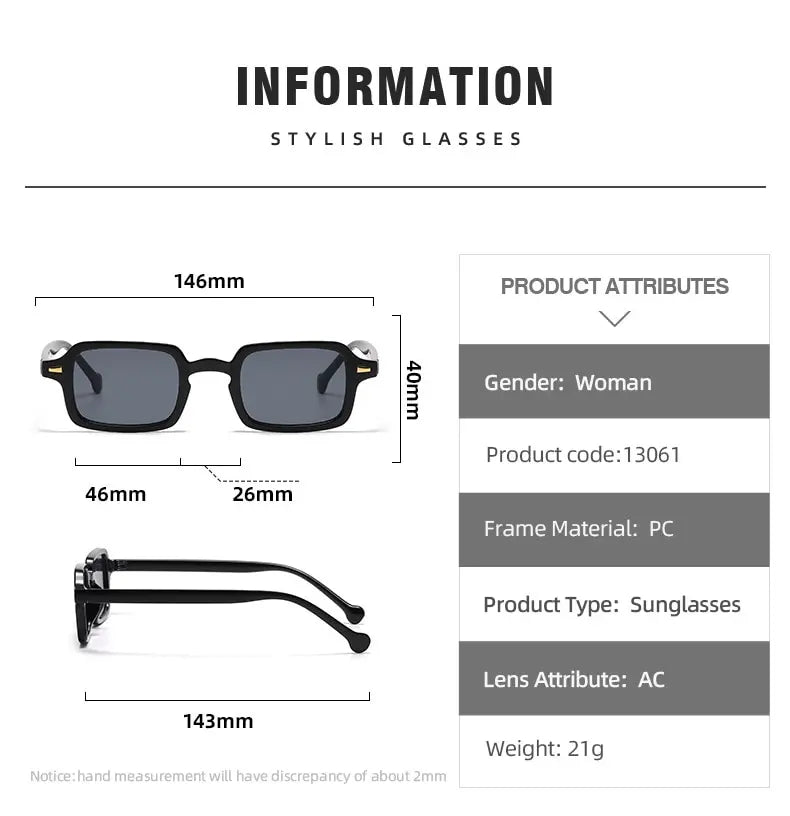 Fashion Square Sunglasses Women Retro Rivets Decoration Gradient Shades UV400 Men-Dollar Bargains Online Shopping Australia