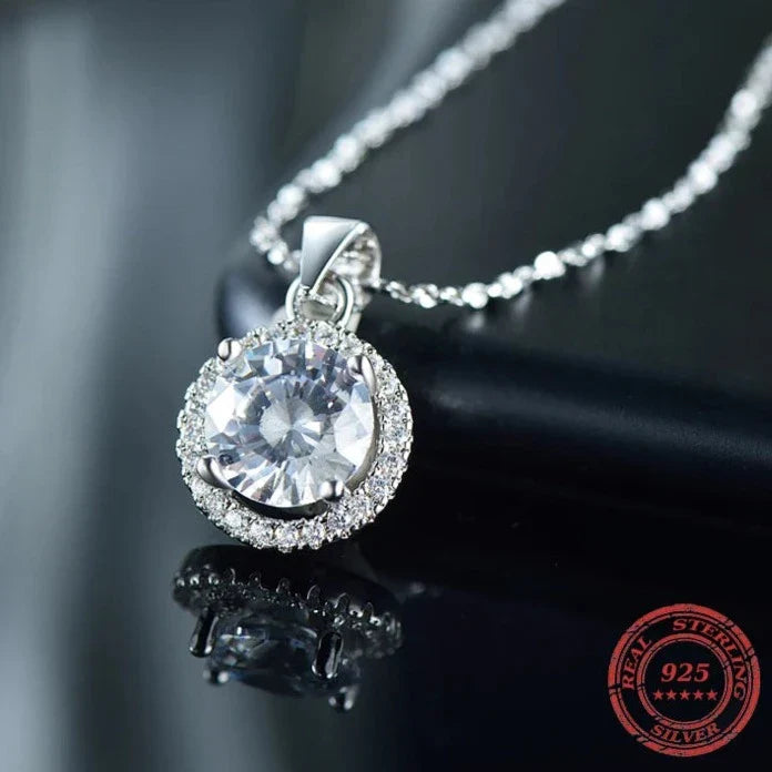 Silver Luxury Chain Brand Necklace with 2.0Ct Zircon Necklaces Gift Jewelry-Dollar Bargains Online Shopping Australia