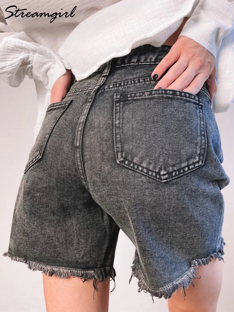 Women's Denim Shorts Summer High Waist Casual Chic Loose Jean Shorts For Women Summer-Dollar Bargains Online Shopping Australia