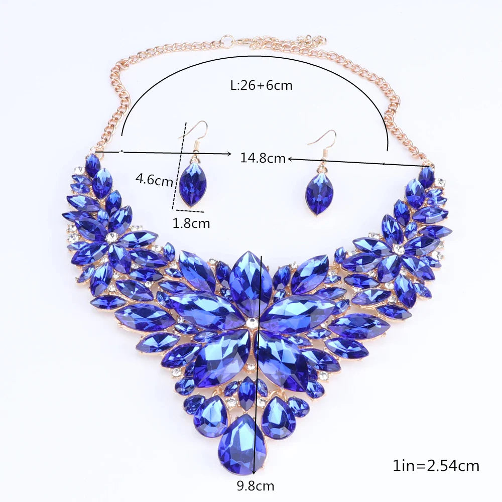 Fashion Pink Flowers Bridal Wedding Party Prom Costume Jewelry Sets Indian Necklace Earrings Sets for Brides Bridesmaids-Dollar Bargains Online Shopping Australia