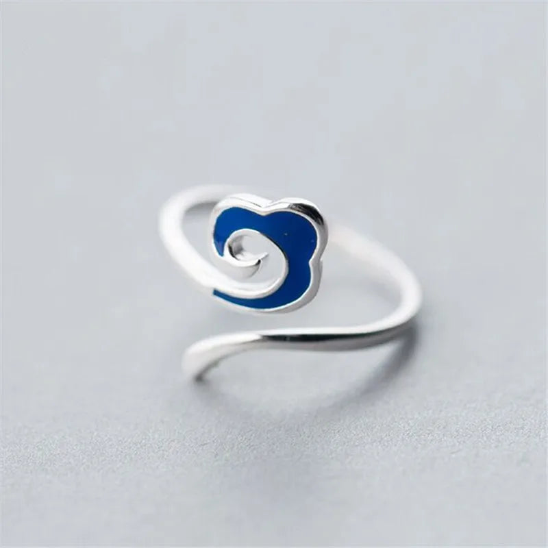 Whale Tale Mermaid Blue Green Leaf Silver Color Finger Rings Stackable Moon Stone Women Jewelry-Dollar Bargains Online Shopping Australia