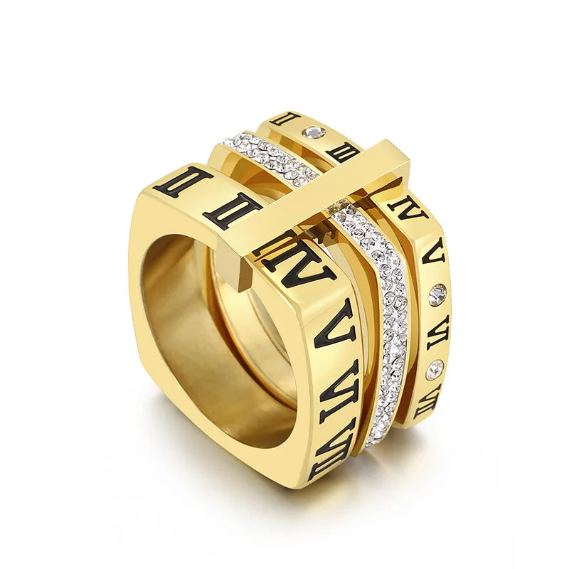 Roman Numerals Engagement Wedding Rings For Women Stainless Steel S Rose Gold Color Ladies Luxury Ring Bohemian Jewellery-Dollar Bargains Online Shopping Australia