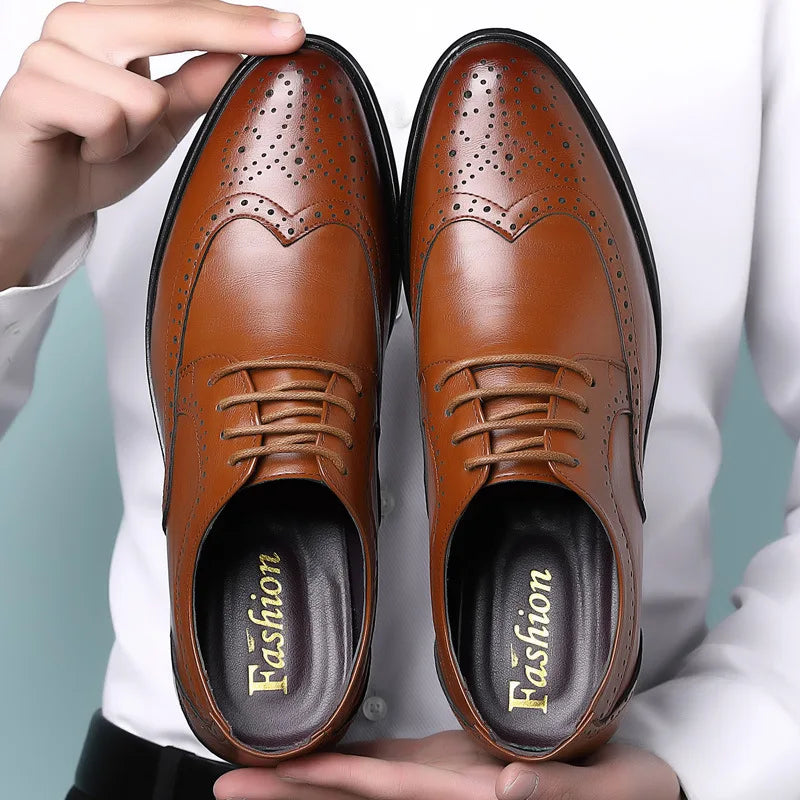 Handcrafted Mens Oxford Shoes Genuine Calfskin Leather Brogue Dress Shoes Classic Business Formal Shoes Man-Dollar Bargains Online Shopping Australia