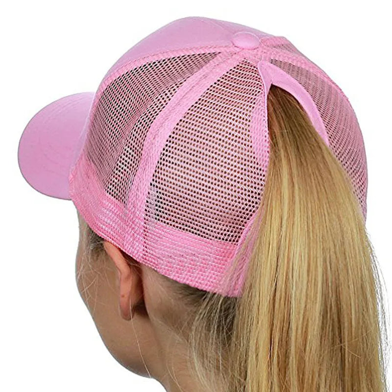 High Ponytail Baseball Cap for Women Summer Sun Hat Running Snapback Hat Messy High Bun CasualWomen's Mesh Caps Female