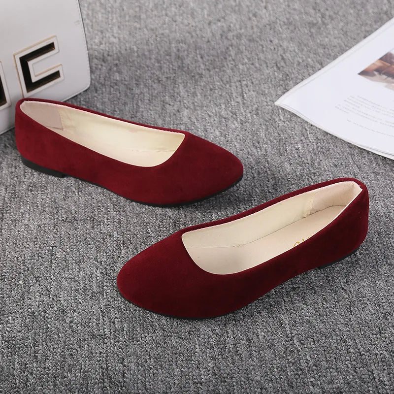 Women Flats Slip on Flat Shoe Candy Color Pointed Toe Female Loafers Plus Size Shoes Woman Spring Faux Suede Ladies Ballet Flats-Dollar Bargains Online Shopping Australia