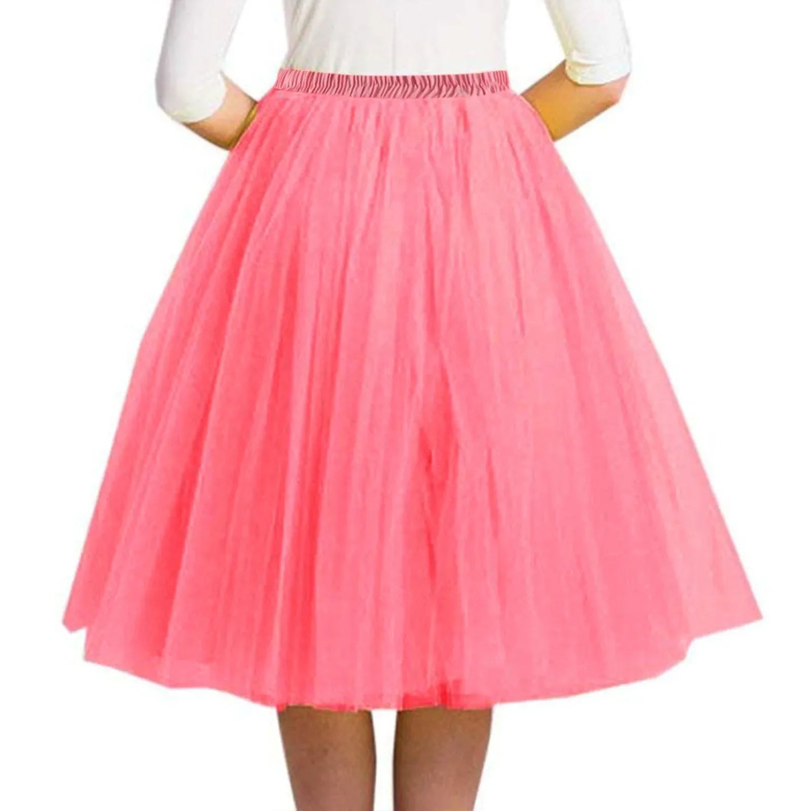 Women Tulle Tutu Skirt Midi Dress Pleated Dance Lolita Princess Petticoat Party Puffy Skirt-Dollar Bargains Online Shopping Australia