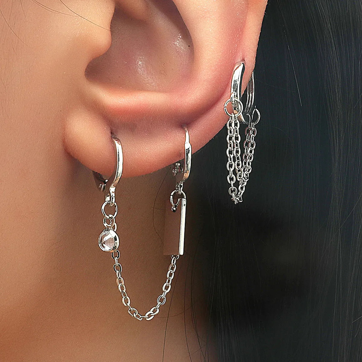 Hip Hop Chained Dangle Earrings For Women Men Teens Punk Chain Earring Fashion Jewelry Gifts-Dollar Bargains Online Shopping Australia