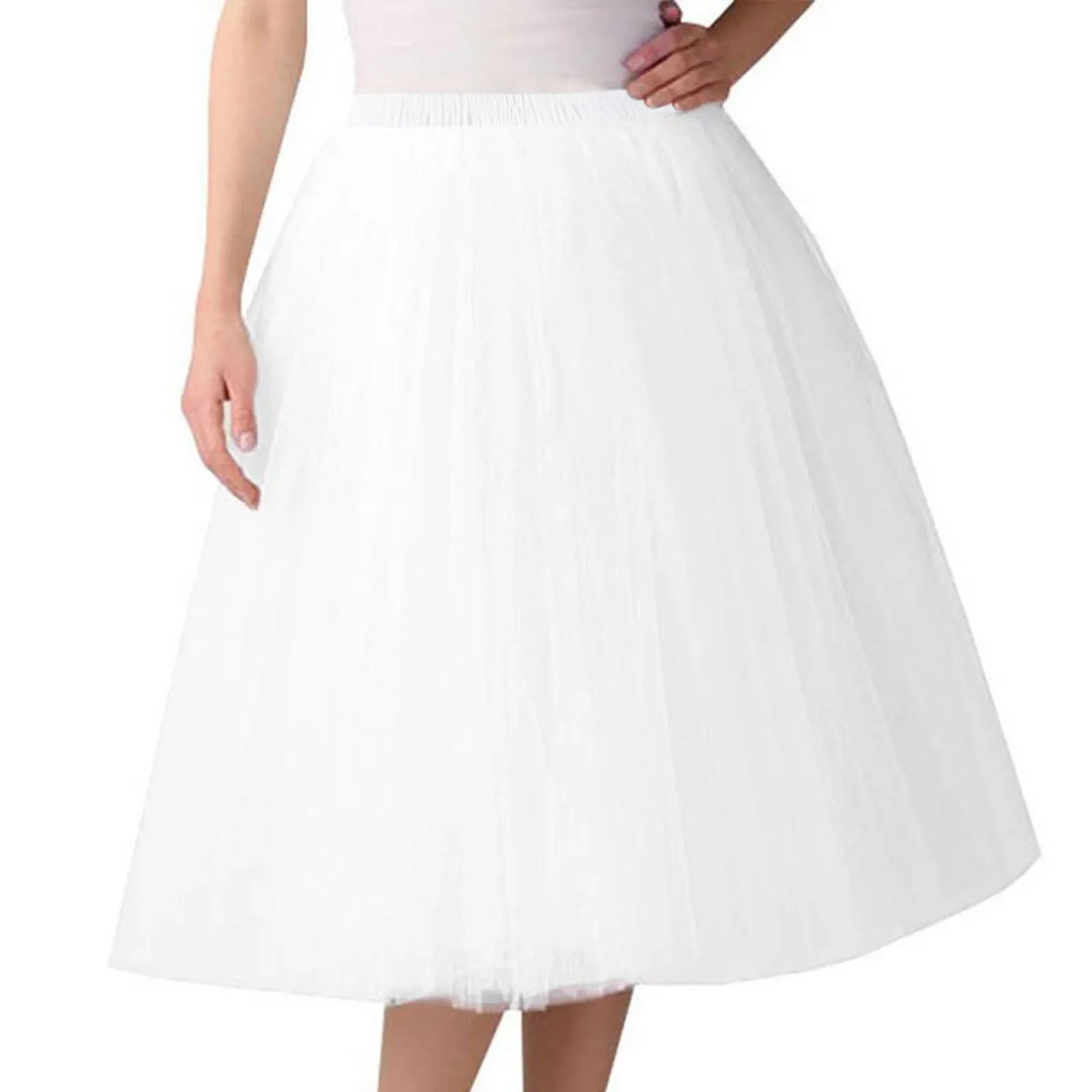 Women Tulle Tutu Skirt Midi Dress Pleated Dance Lolita Princess Petticoat Party Puffy Skirt-Dollar Bargains Online Shopping Australia