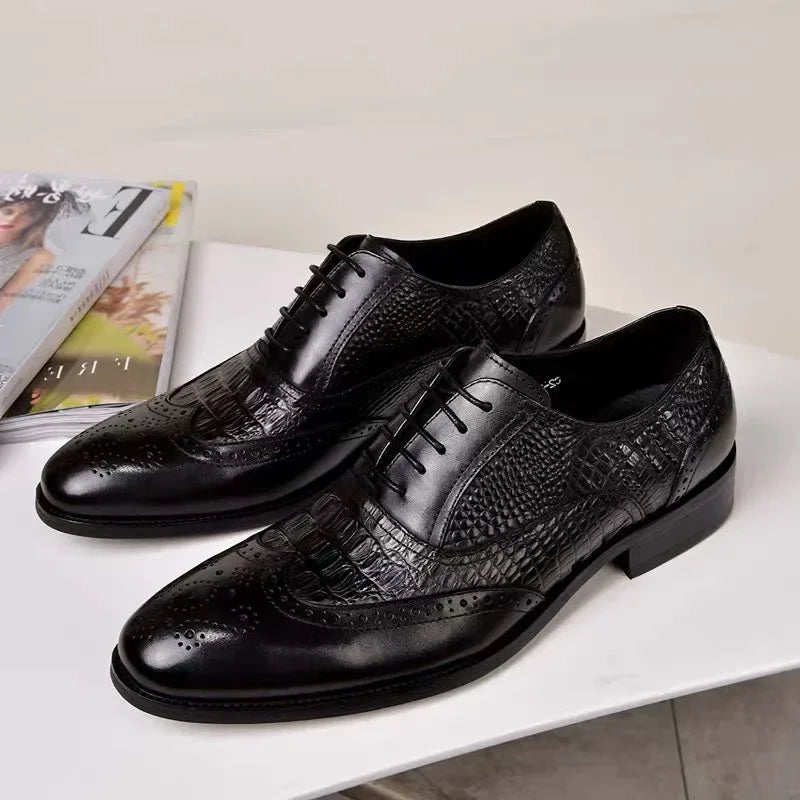 Men casual shoes Brock Oxford retro crocodile leather men formal-Dollar Bargains Online Shopping Australia