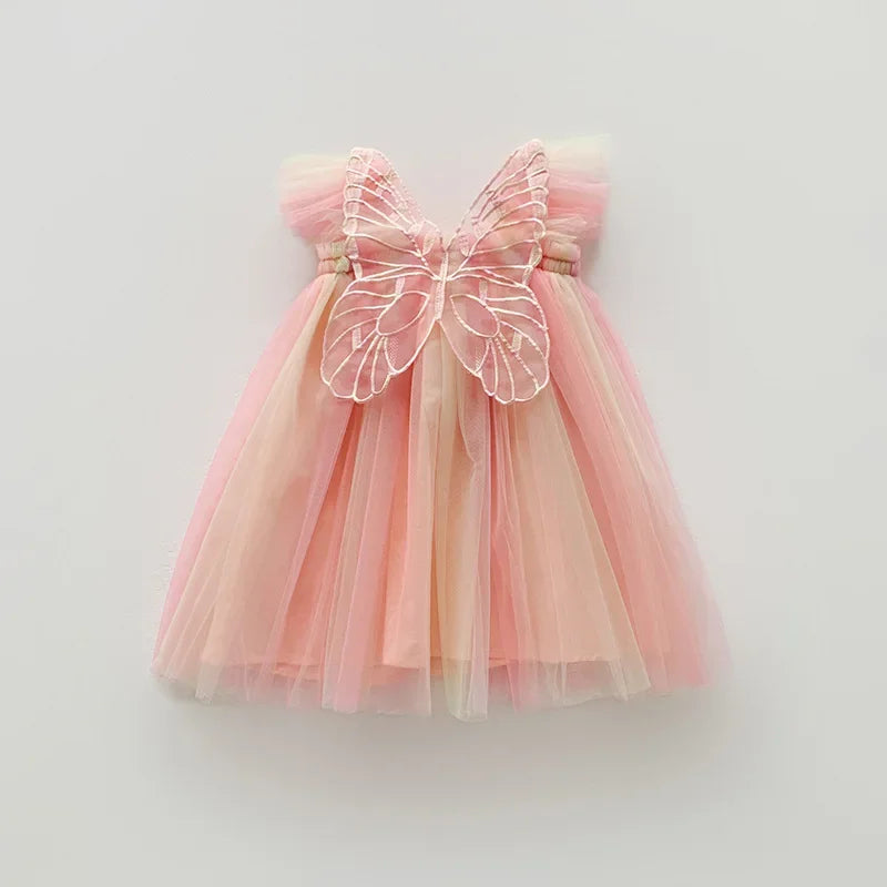 Girls Organza Wings Rainbow Mesh Dress Sleeve Baby Princess Dress Birthday Party-Dollar Bargains Online Shopping Australia