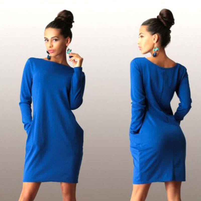 Women Dress O neck Long Sleeve Office Dress Fashion Slim Bodycon Dress Women's Mini Dresses