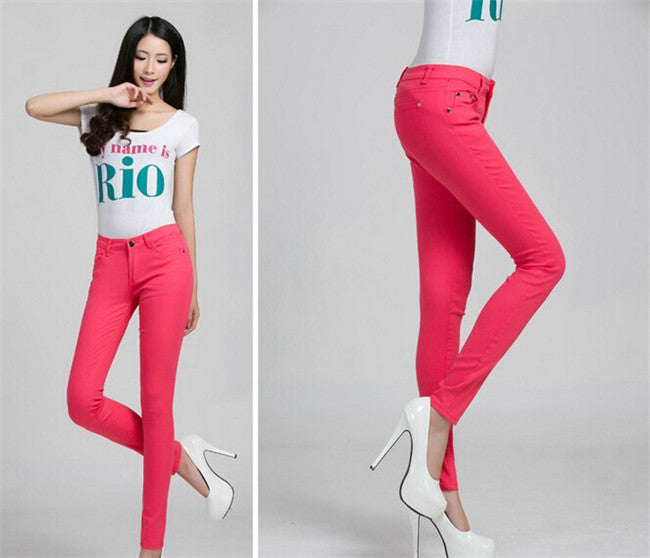 Colored Stretch Fashion Female Candy Colored Pencil Women's Pants Sexy Elastic Cotton Jeans Pants Denim Trousers-Dollar Bargains Online Shopping Australia