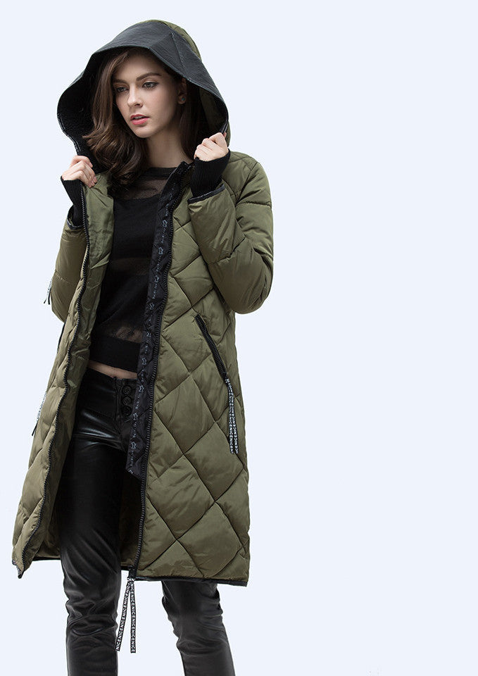 Online discount shop Australia - Jacket Women Slim PU Leather Hooded Thick Down Cotton Coat Casual Warm Parka Plus Size XXXL WY14