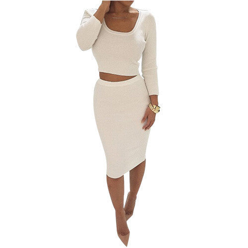 Online discount shop Australia - Colorful Apparel New Autumn Winter 2 Piece Set Women Long sleeve party dresses Sexy bandage dress women dress CA70A