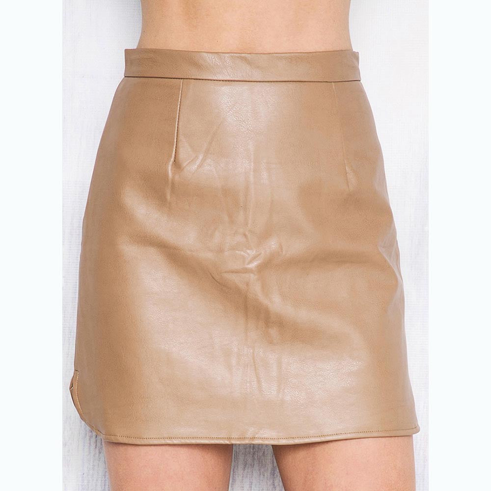 PU Leather Skirts High Waist Vintage A-Line Office Skirts Womens Solid Mini Bodycon Skirt Plus Size