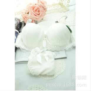 Style Cute Girls Underwear Bra Suit Female Push Up Thick Small Chest Cotton Lace Bra Set