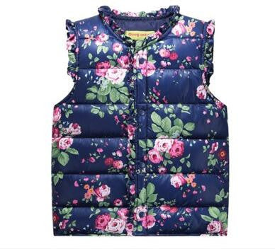 Online discount shop Australia - High Quality Children's Jackets Sweet Floral Down Cotton Warm Girls Vest Kids Waistcoat Baby Girl Clothes 2-7