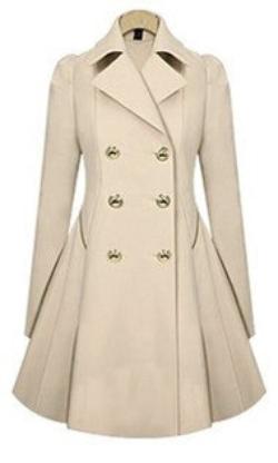 Style Brand Women Long Trench Coat Plus Size Beige Slim