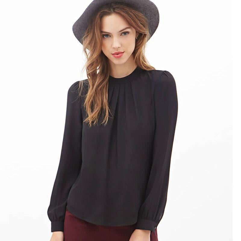 Toopoot's Vestido S-XXL Fold Loose Casual Chiffon Long Sleeve Shirt Women tops Blouses