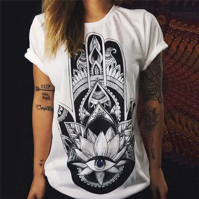 Fashion Women T Shirts Short Sleeve women Printed Letters T-Shirts Female Retro Graffiti Flower Tops Tee Lady T Shirts