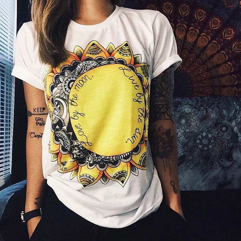 Fashion Women T Shirts Short Sleeve women Printed Letters T-Shirts Female Retro Graffiti Flower Tops Tee Lady T Shirts