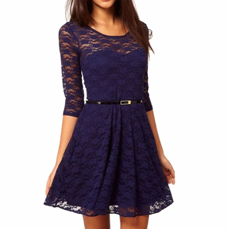 Candy Color Elegant Lace Dress For Women Women Dresses Plus Size Fashion Lady Winter Dresses