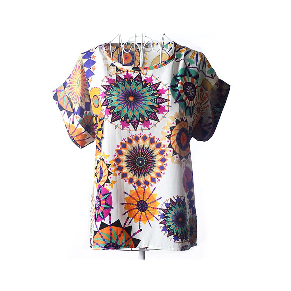 Online discount shop Australia - fashion Women Print Chiffon Shirt Vintage19 Styles Batwing Sleeve casual T Shirts Tops