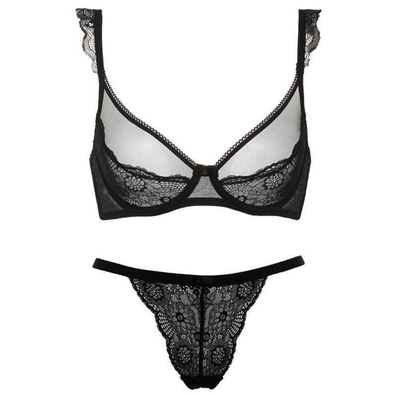 Online discount shop Australia - 10413-5 New lace bra set sexy bra & brief sets lace brassiere Long cardigan sexy women underwear set Transparent bra and briefs