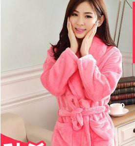 Online discount shop Australia - Bath Robe Female Lovers Coral Fleece 9 Colors Night Gown Spa Bathrobe Unisex Bath Robe Women Long Sleeve Womens Gowns