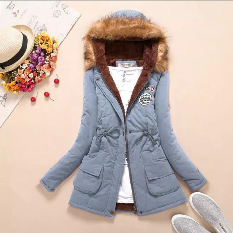 Warm Jacket Women Fashion Women's Fur Collar Coats Jackets for Lady Long Slim Down Parka Hoodies Plus Size