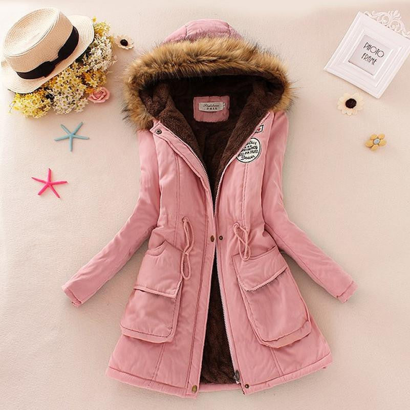 Warm Jacket Women Fashion Women's Fur Collar Coats Jackets for Lady Long Slim Down Parka Hoodies Plus Size