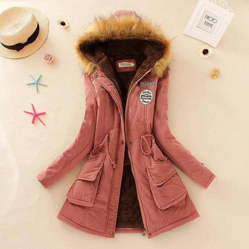 Warm Jacket Women Fashion Women's Fur Collar Coats Jackets for Lady Long Slim Down Parka Hoodies Plus Size