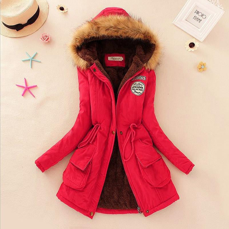 Warm Jacket Women Fashion Women's Fur Collar Coats Jackets for Lady Long Slim Down Parka Hoodies Plus Size