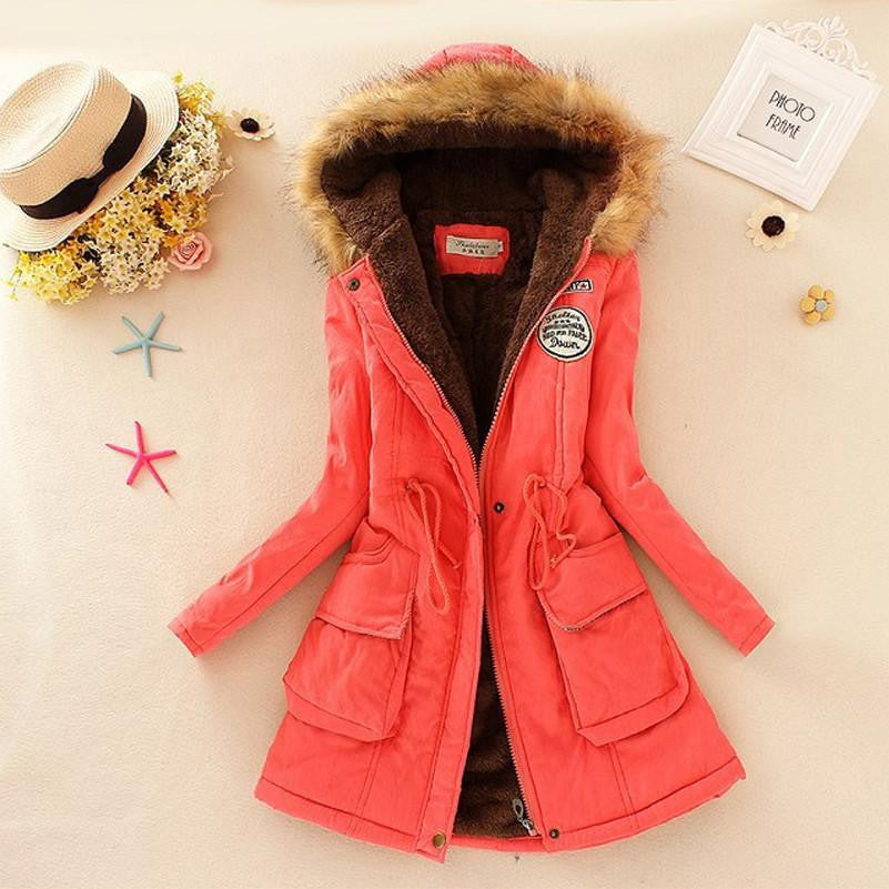 Warm Jacket Women Fashion Women's Fur Collar Coats Jackets for Lady Long Slim Down Parka Hoodies Plus Size