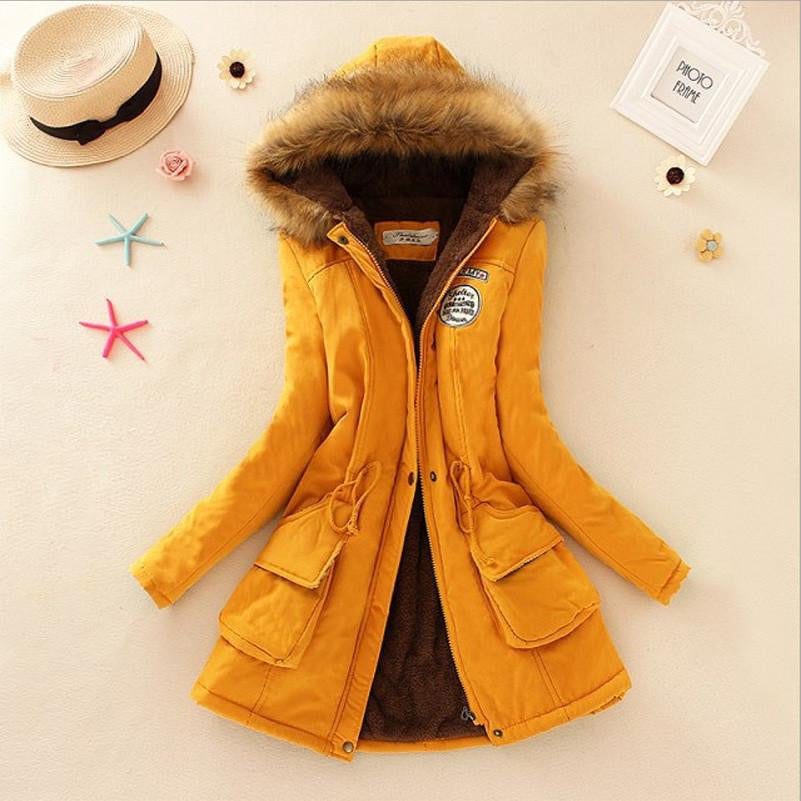 Warm Jacket Women Fashion Women's Fur Collar Coats Jackets for Lady Long Slim Down Parka Hoodies Plus Size