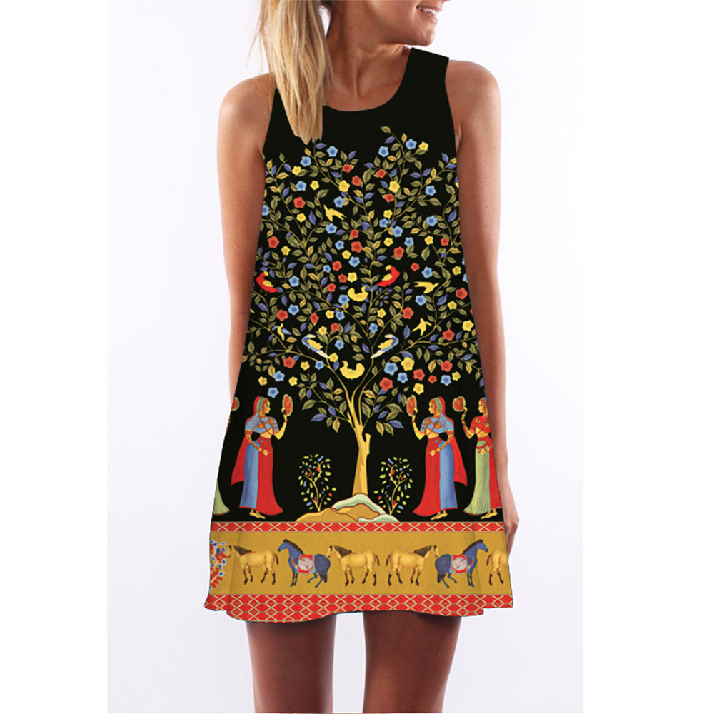 Online discount shop Australia - Fashion Plus Size Xl European Summer Sexy Print Dress New Casual Women O-neck Sleeveless Straight Dresses Lyq01