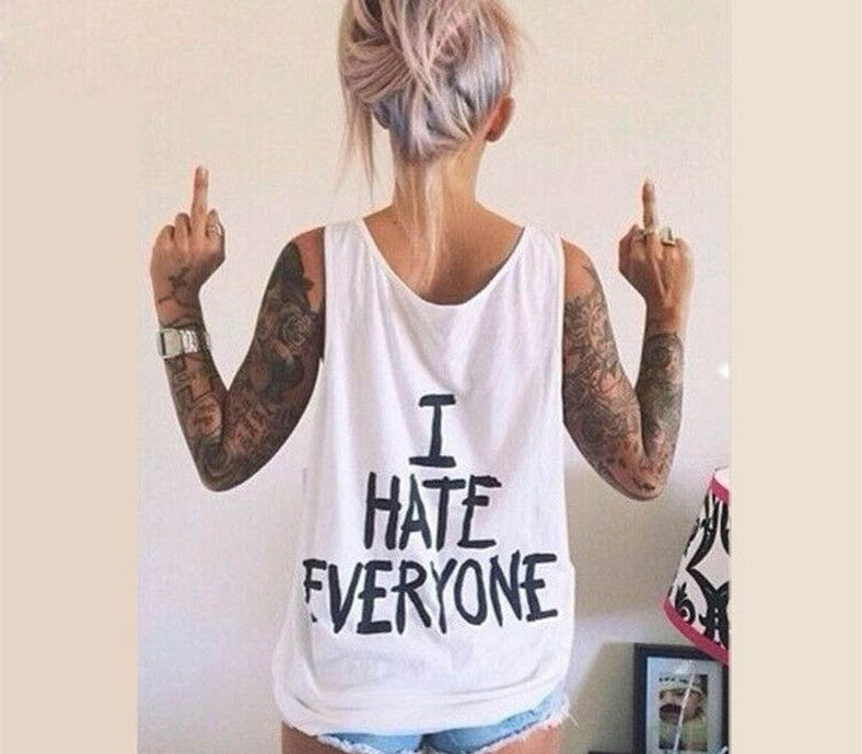 Online discount shop Australia - Harajuku Women I HATE EVERYONE TOPSWomen Sexy hip hop Streetwear tees Design Graphic Tee For Female