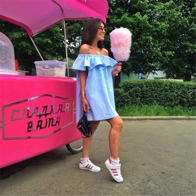 Ruffles Slash Neck Women Dress Summer Style Off Shoulder Vestidos Solid Dresses Loose Beach Dress Cotton AWD0086