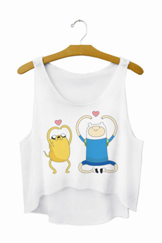 Emoji Monkey Printed Casual Crop Tops Women Fashion Cropped Top Kawaii Girls Short Tank Top