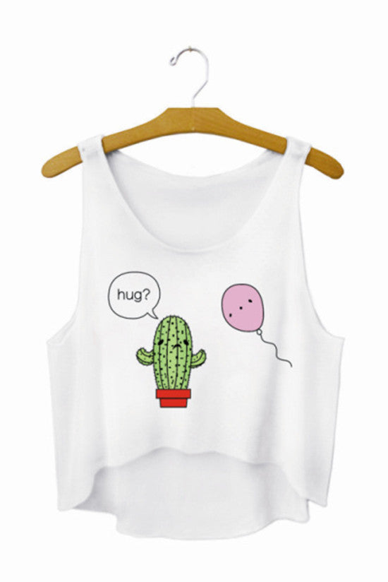 Emoji Monkey Printed Casual Crop Tops Women Fashion Cropped Top Kawaii Girls Short Tank Top