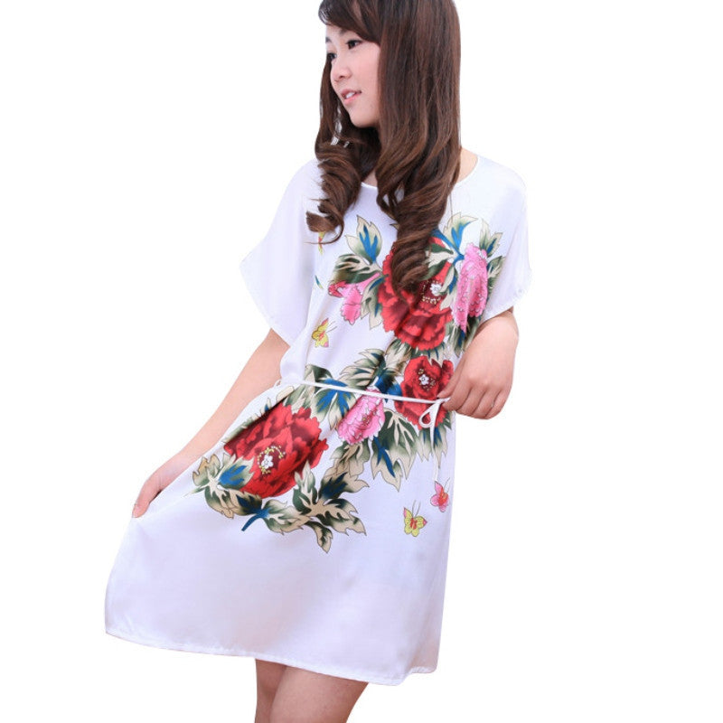 Online discount shop Australia - Fashion Women Lady Peony Robe Bath Gown Nightgown Sleepwear