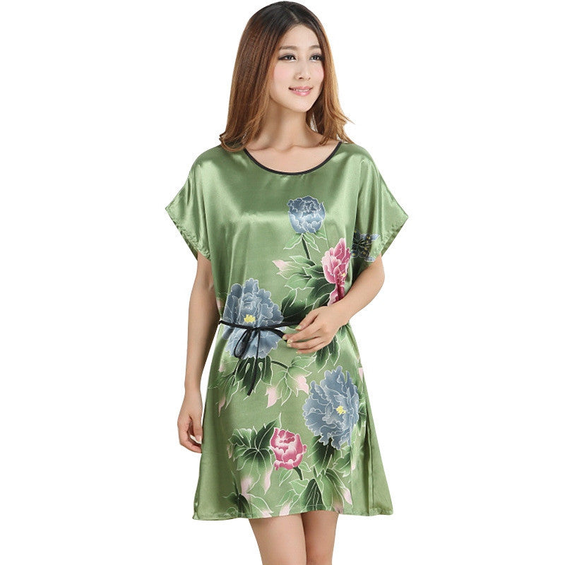 Online discount shop Australia - Fashion Women Lady Peony Robe Bath Gown Nightgown Sleepwear