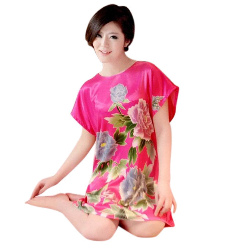 Online discount shop Australia - Fashion Women Lady Peony Robe Bath Gown Nightgown Sleepwear