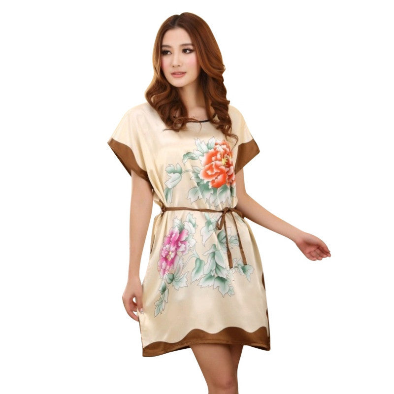 Online discount shop Australia - Fashion Women Lady Peony Robe Bath Gown Nightgown Sleepwear