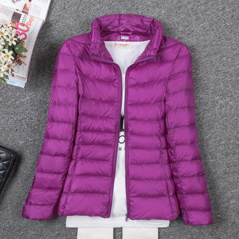 Thin Down Jacket Female Long Sleeved Hooded Women Ultra Light Warm Coat