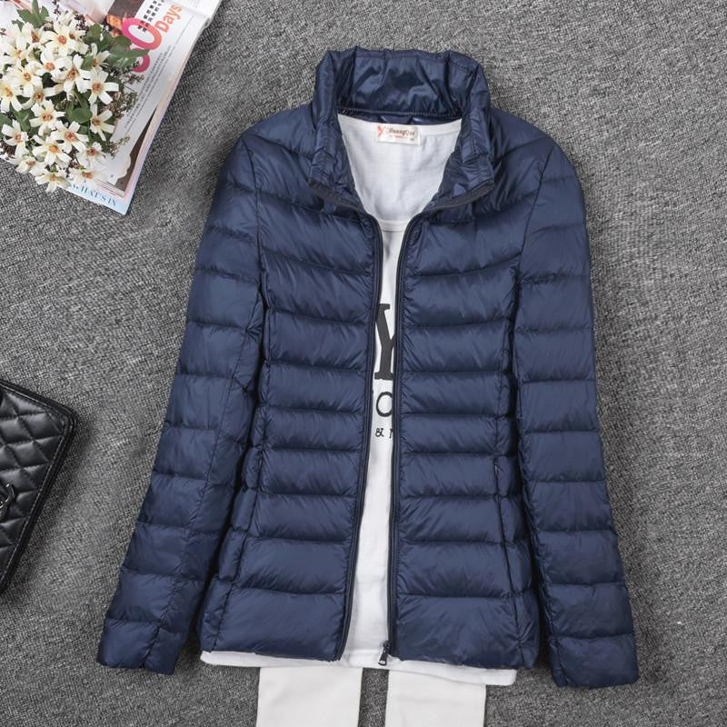 Thin Down Jacket Female Long Sleeved Hooded Women Ultra Light Warm Coat