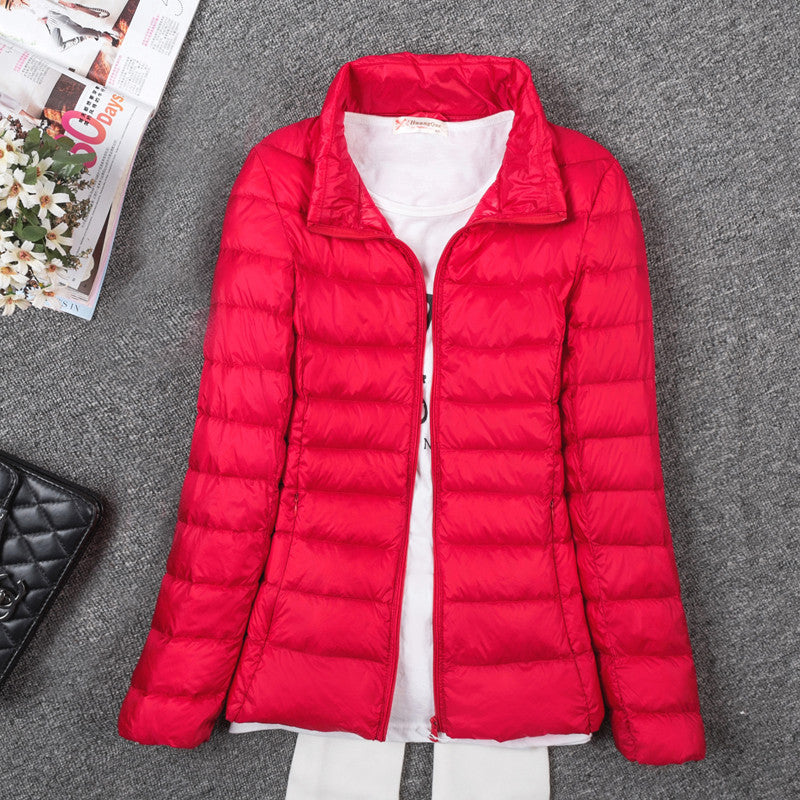 Thin Down Jacket Female Long Sleeved Hooded Women Ultra Light Warm Coat