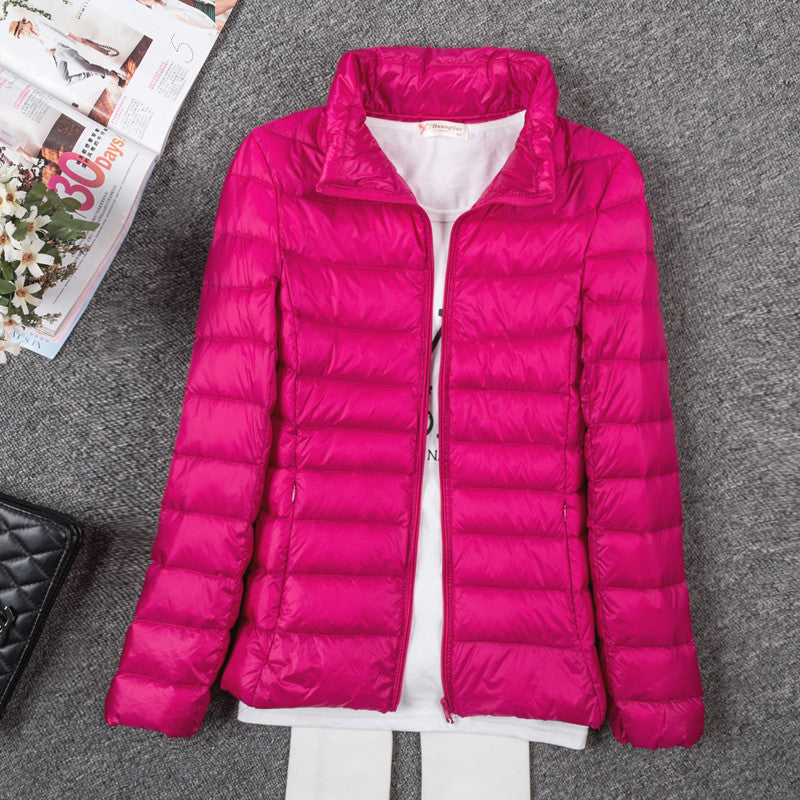 Thin Down Jacket Female Long Sleeved Hooded Women Ultra Light Warm Coat