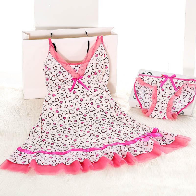 Womens Pink Nightie Women Nightwear Lingerie Nightdress Sleepwear Dress