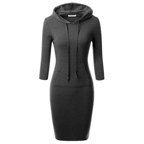 Online discount shop Australia - Fashion Women Striped Hoody Hoodie Hooded with Pockets Autumn Winter Wear Bodycon Casual Pencil Dress